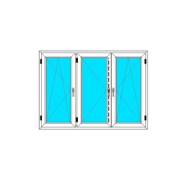 Nowe Okno PCV - 180x130 - DK3 - dąb bagienny / białe  PAKIET TRZYSZYBOWY 44mm