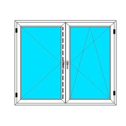 Nowe Okno PCV - 180x150 - DK2 - dąb bagienny / białe  PAKIET TRZYSZYBOWY 44mm