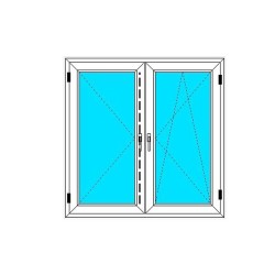 Okno PCV - 130x130 - DK2 - złoty dąb / białe